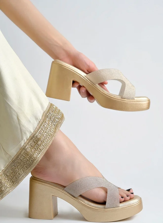 Shoetopia Shoetopia Textured Party Block Mules