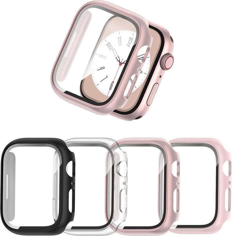 Commuter 4 Pack Case Compatible with Apple Watch 40mm Series SE 3nd Gen 2025 SE 2/1 6 5 4 with Tempered Glass Screen Protector, Ultra-Thin Hard PC Full Protective Face Cover Bumper for iWatch 40mm - Image 1