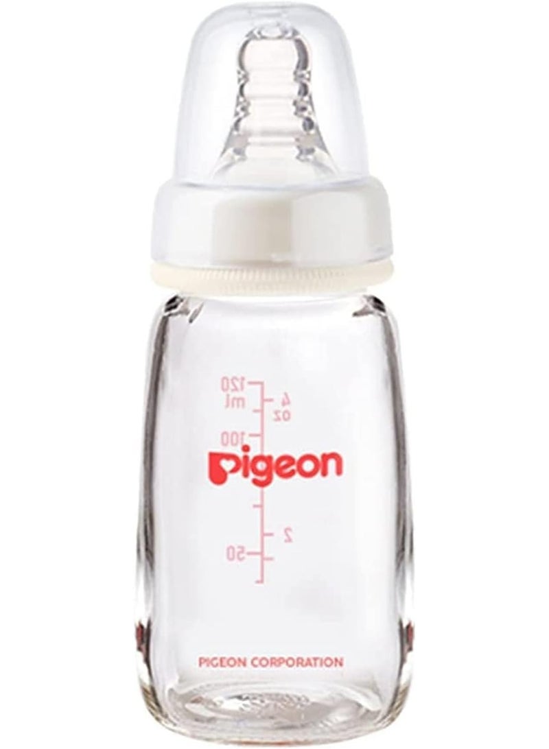 بيجون زجاجة رضاعة زجاجية رفيعة الرقبة، حلمة سيليكون فائقة النعومة، خالية من BPA وBPS، لون أبيض، 120 مل - Image 1