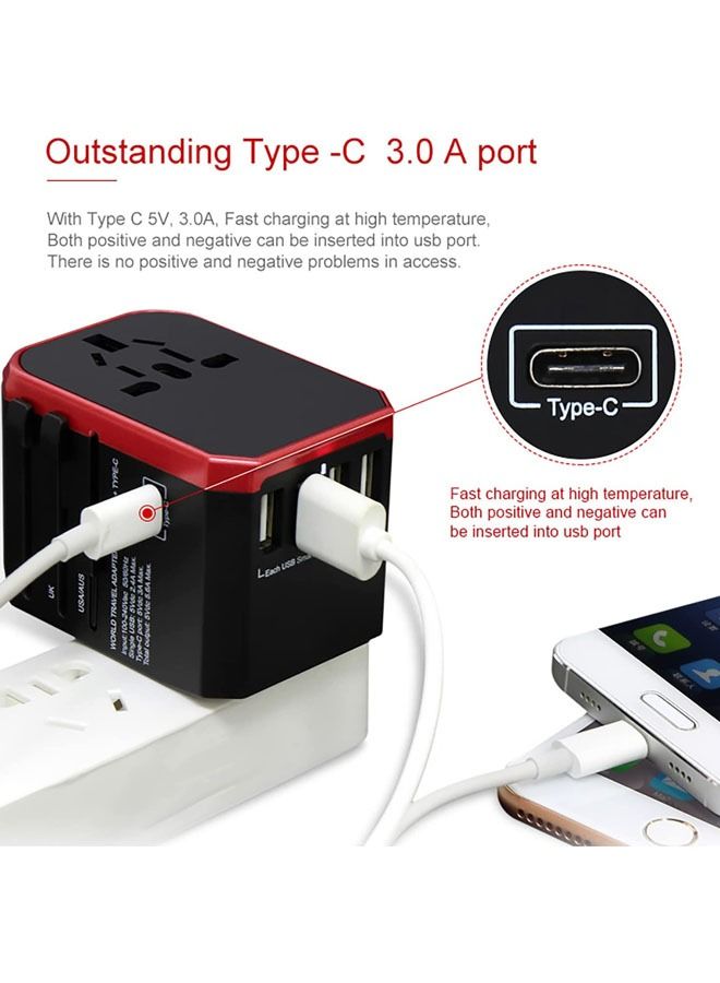 Universal Travel Adapter, USB Worldwide Charger Power Adapter, International Wall Charger AC Plug Adaptor with 5.6A Smart Power and 3.0A USB Type-C for USA EU UK AUS ( W/Storage Bag)  - Image 2