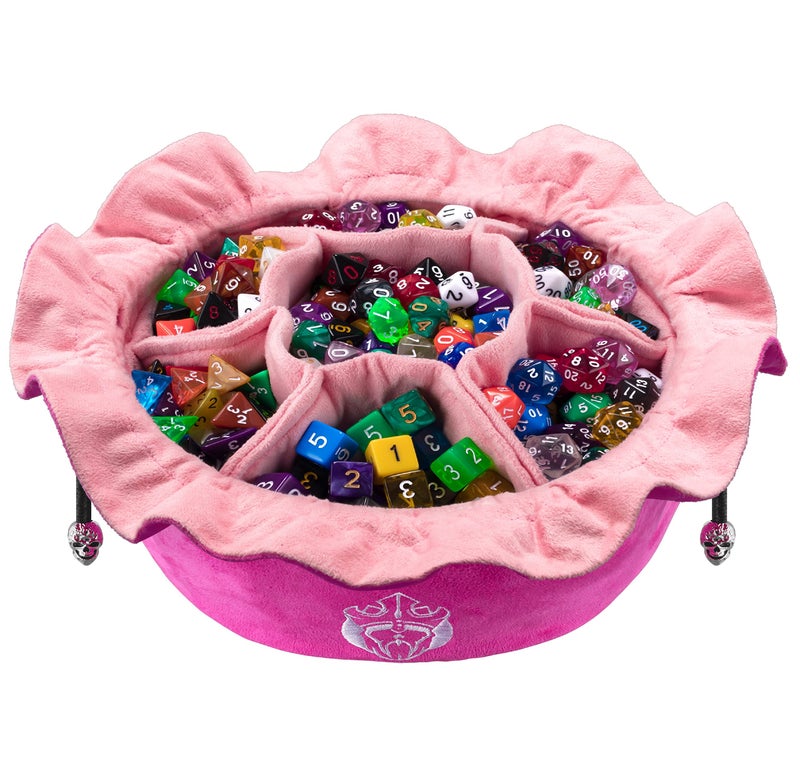 CardKingPro Immense Dice Bags with Pockets - Pink - Capacity 150+ Dice - Great Organizer for Dice Hoarders, Perfect for Dungeons and Dragons [Patented Design]