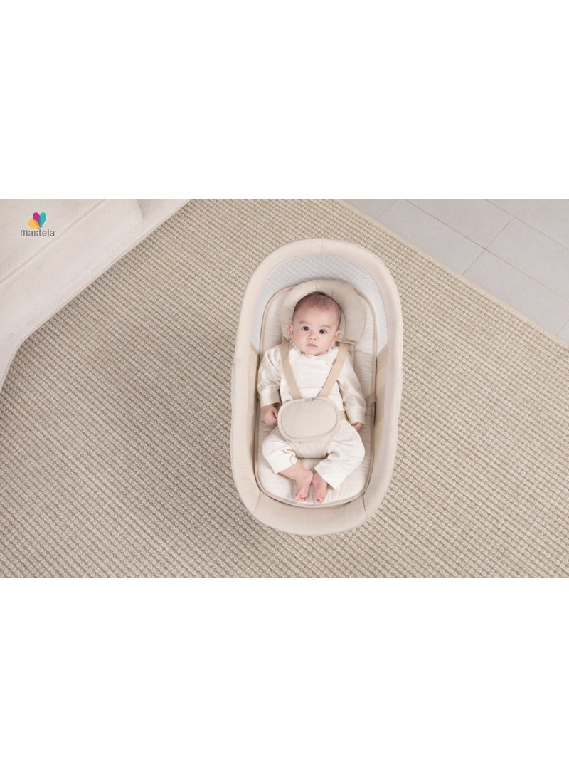 Mastela Smart Electric Baby Rocking Chair, 360° Rotation, Bluetooth, Multiple Speed ​​Levels, with Mosquito Net and Safety Belt, Beige - Image 4
