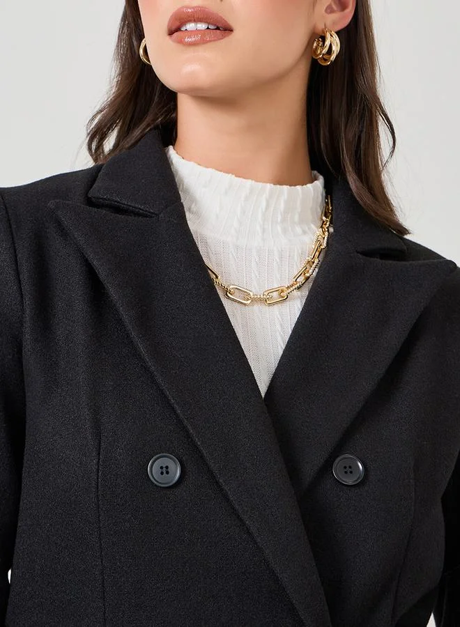 Styli Regular Fit Double Breasted Wool Like Blazer