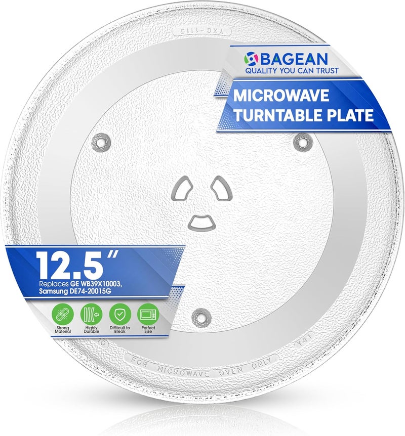 Bagean Microwave Plate Replacement 12.5” for GE WB39X10003 Samsung DE74-20015G Microwave Glass Plate - Rotating Glass Microwave Turntable Plate Oven Spinning Dish Tray For Better Reheating and Cooking - Image 1