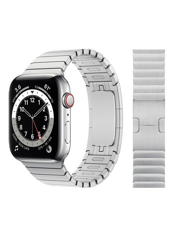 NIBEMINENT Replacement Band For Apple Watch Series 1/2/3/4/5/6/SE 42/44mm Silver - Image 2