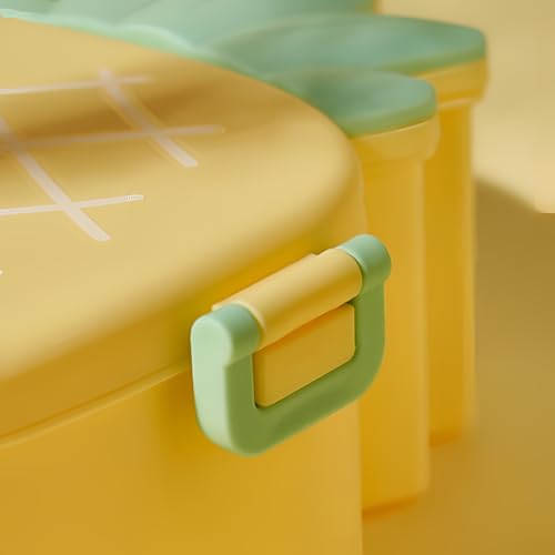 Oblivion Cute Pineapple Shaped Kids Lunch Box, Fun, Eco-Friendly Bento Container with Microwave-Safe Fork, Spoon and Snack Storage for School or Office (Pack of 1, Plastic) - Image 3