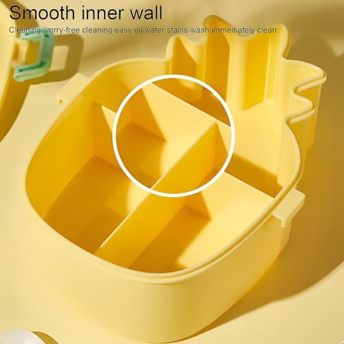Oblivion Cute Pineapple Shaped Kids Lunch Box, Fun, Eco-Friendly Bento Container with Microwave-Safe Fork, Spoon and Snack Storage for School or Office (Pack of 1, Plastic) - Image 5
