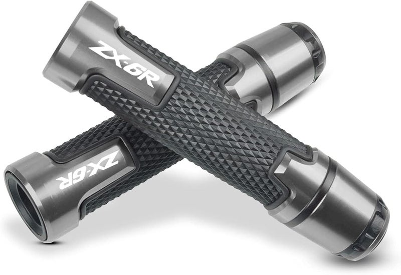 LANQIAN 7/8'' 22mm Motorcycle CNC Aluminum Handlebar Grips for Kawasaki ZX-6R ZX6R 636 ABS - Gray - Image 4