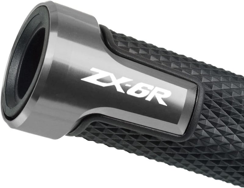 LANQIAN 7/8'' 22mm Motorcycle CNC Aluminum Handlebar Grips for Kawasaki ZX-6R ZX6R 636 ABS - Gray - Image 3