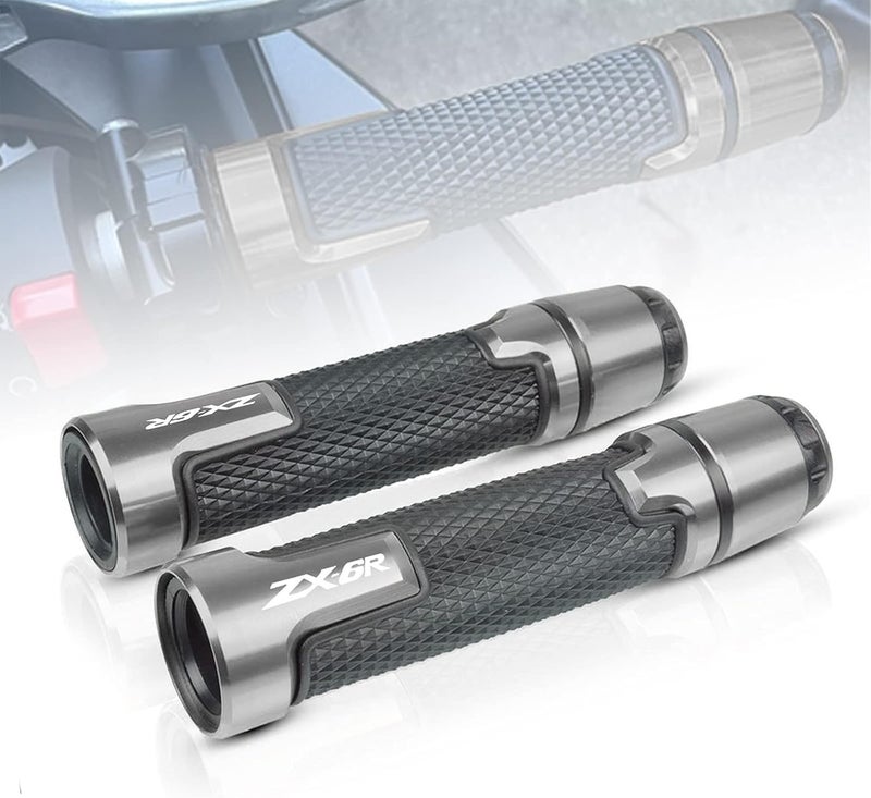 LANQIAN 7/8'' 22mm Motorcycle CNC Aluminum Handlebar Grips for Kawasaki ZX-6R ZX6R 636 ABS - Gray - Image 1