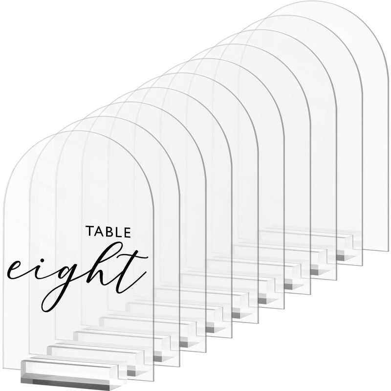 4x6 Inch Arch Acrylic Sign with Clear Stand10 Pack Blank Clear Arched Table Signs with Holders DIY Acrylic Arch Sign Blank for Wedding Table Numbers