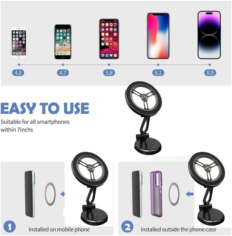 AutoRio Magnetic Foldable Alloy Car Phone Holder, Adjustable and Foldable, Universal Stable Strong Not Shaking - Image 1