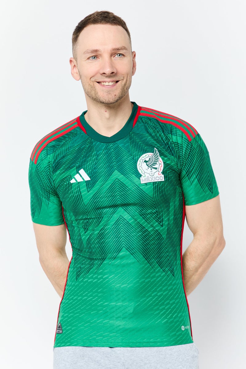 Adidas Men Sportswear Fit Short Sleeve Mexico Football Jersey, Green - Image 1