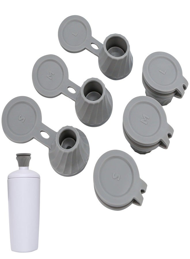 BuleVina 6pcs Bottle Emptying Kit Cap for Upside Down Dispenser Shampoo Lotion, Saver Flipping Set with 3 Size 0.7'' 0.9'' 1.1'' Adapter Transfer Connector, Inverted Every Drop Out Of Kitchen Condiments (Grey) - Image 1