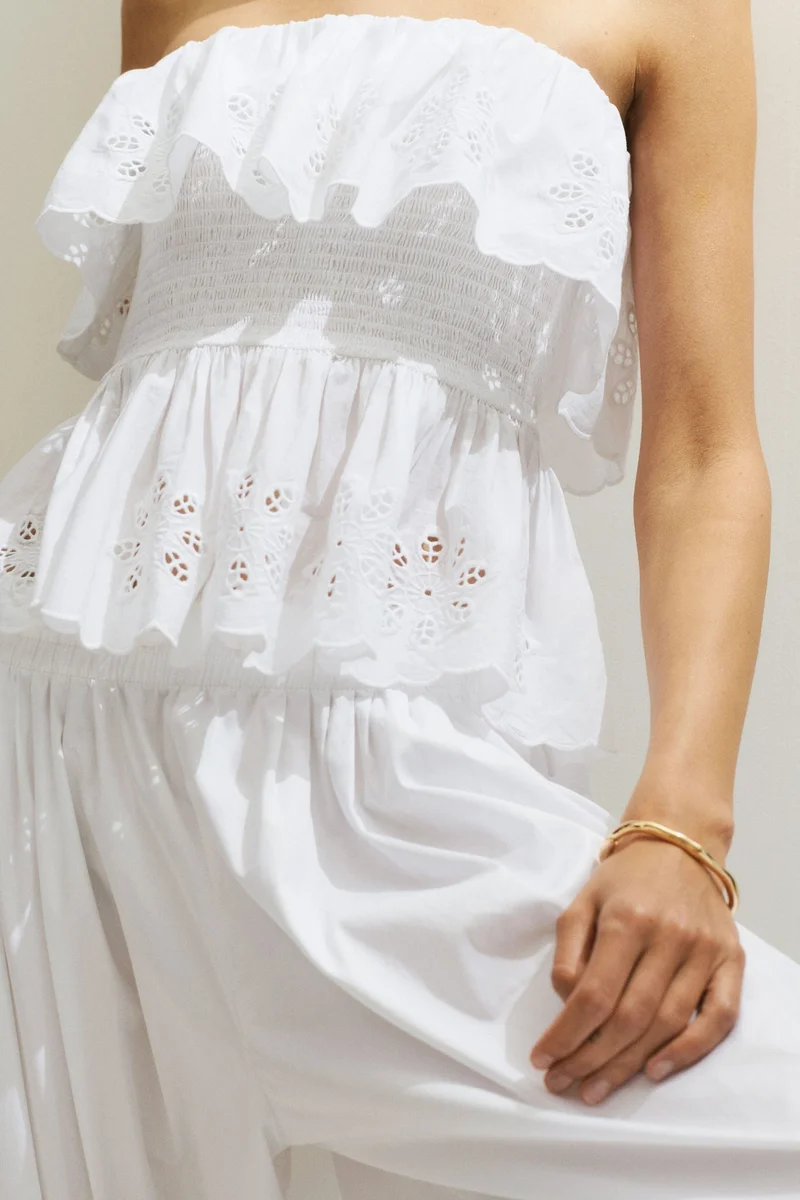 H&M Flounce-trimmed peplum tube top