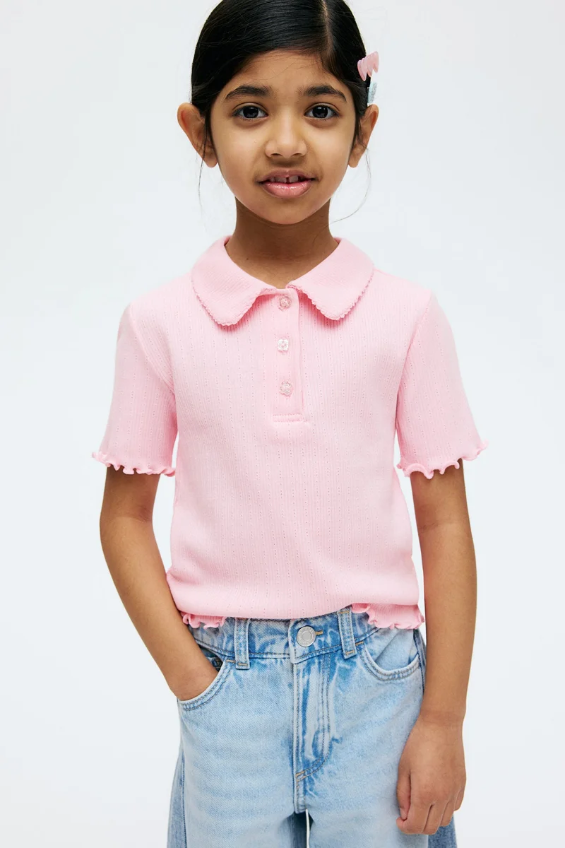 H&M Ribbed pointelle jersey top