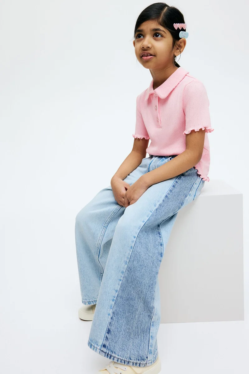 H&M Ribbed pointelle jersey top