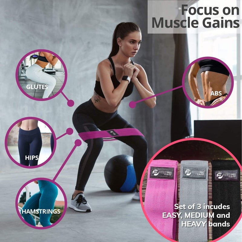Limm Fittest Pro by Resistance Bands for Legs and Butt, Fabric Exercise Loop Bands Yoga, Pilates, Rehab, Fitness and Home Workout, Strength Bands for Booty - Image 4