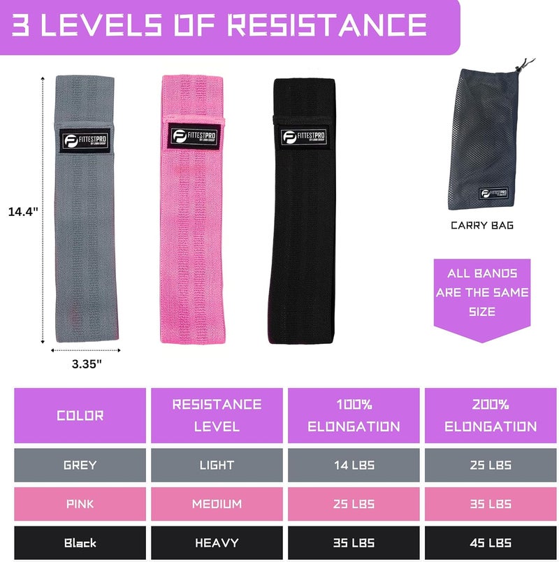 Limm Fittest Pro by Resistance Bands for Legs and Butt, Fabric Exercise Loop Bands Yoga, Pilates, Rehab, Fitness and Home Workout, Strength Bands for Booty - Image 2