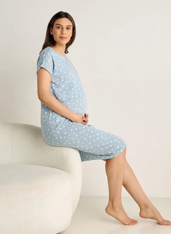 Splash FAV All-Over Print Maternity Night Dress