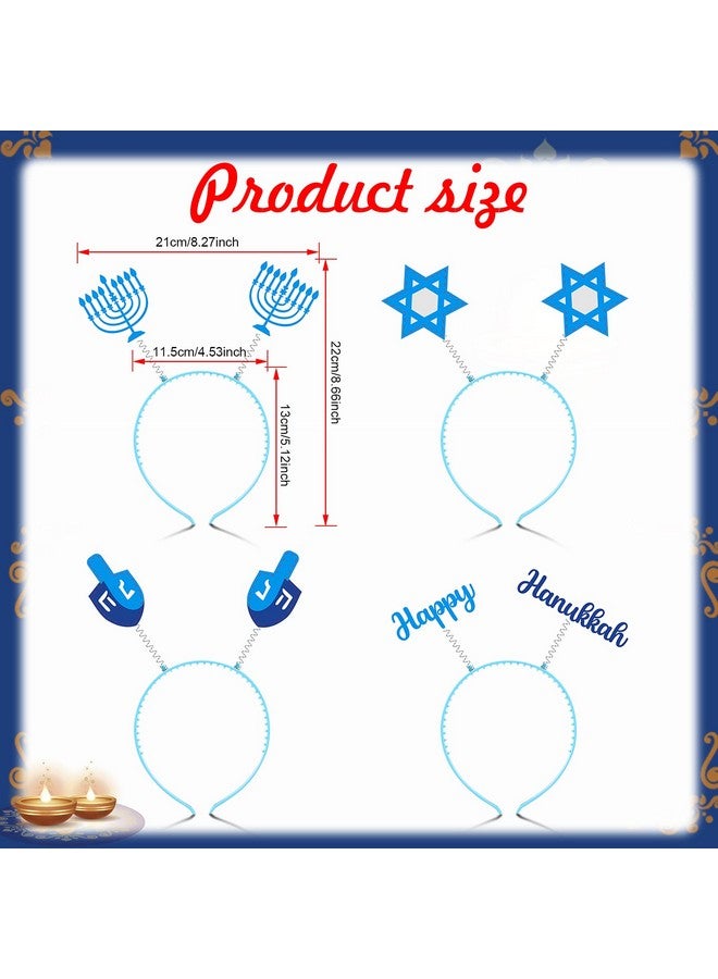 Mtlee 8 Pieces Hanukkah Headband Boppers Hanukkah Headbands Chanukah Headbands Accessories Hanukkah Dreidel Happyhanukkah Purim Menorah Star Of David For Hanukkah Party Decor Purim Menorah - Image 3