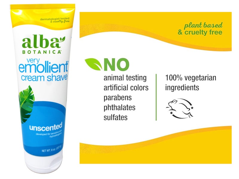 Alba Botanica Very Emollient Cream Shave, Unscented, 8 Oz - Image 5