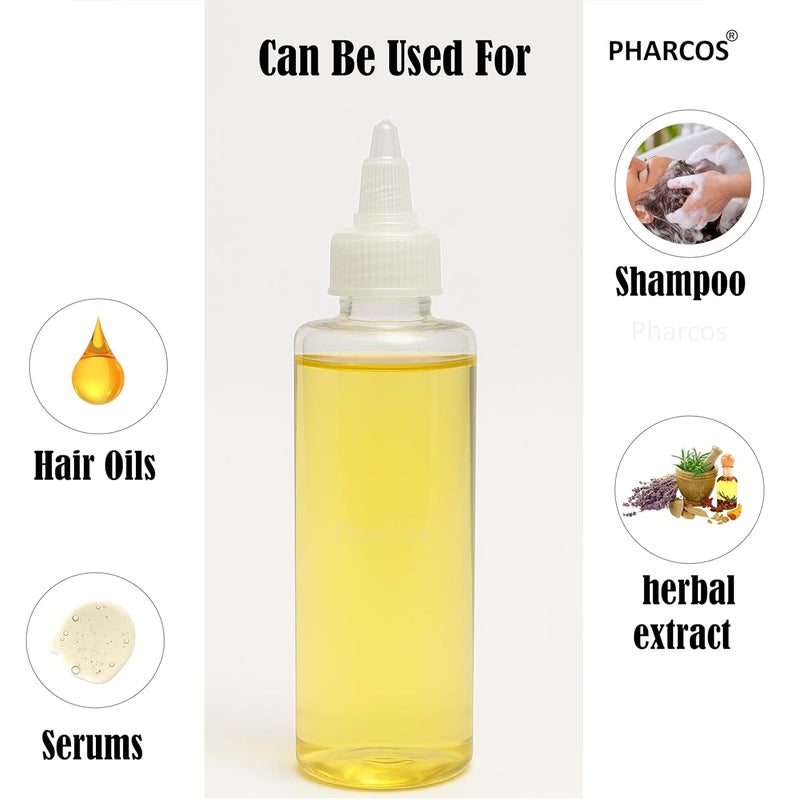PHARCOS 100ml Twist Top Applicator with Transparent Bottle, Refillable, Open/Close Nozzle for applying Hair Oil,Shampoos, DIY Care and Medicine Directly on Scalp and Hair Roots (Pack of 1, Plastic) - Image 3