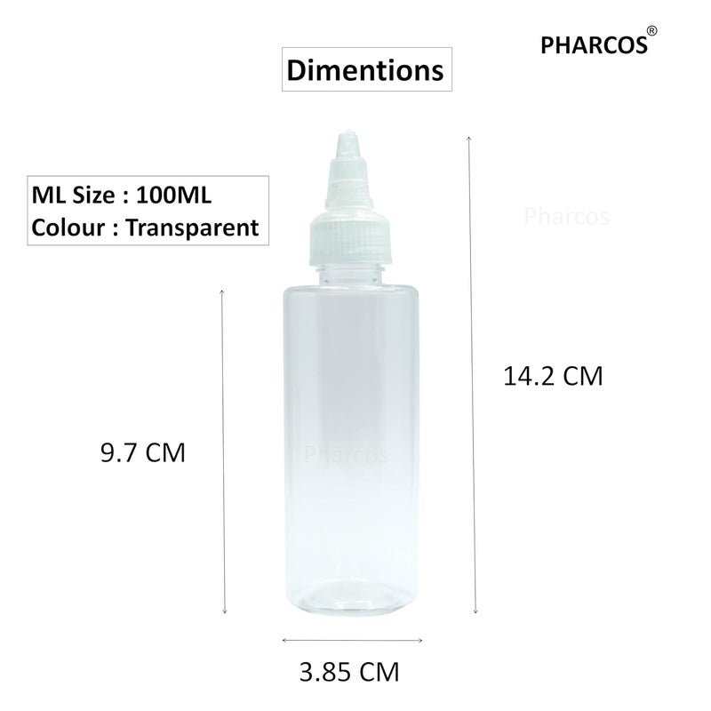 PHARCOS 100ml Twist Top Applicator with Transparent Bottle, Refillable, Open/Close Nozzle for applying Hair Oil,Shampoos, DIY Care and Medicine Directly on Scalp and Hair Roots (Pack of 1, Plastic) - Image 2