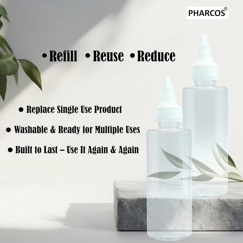 PHARCOS 100ml Twist Top Applicator with Transparent Bottle, Refillable, Open/Close Nozzle for applying Hair Oil,Shampoos, DIY Care and Medicine Directly on Scalp and Hair Roots (Pack of 1, Plastic) - Image 5