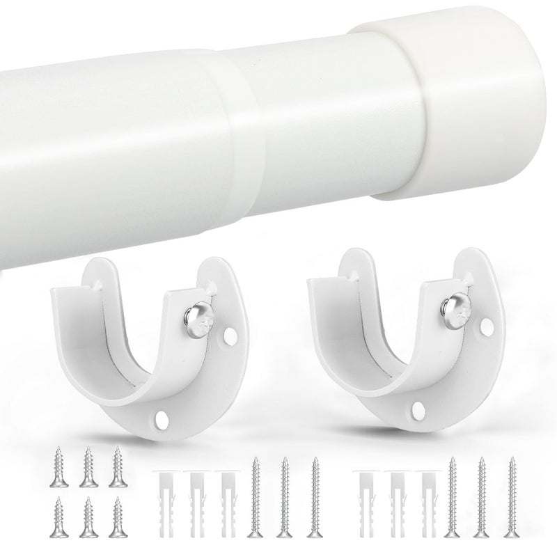 SUTINE Closet Rod, 17 to 82 Inch Closet Rods for Hanging Clothes, Heavy Duty Adjustable Closet Hanging Rod Bar White Closet Poles for Wardrobes, Closet, Bathroom, Windows,1.3 Inch Diameter - Image 1