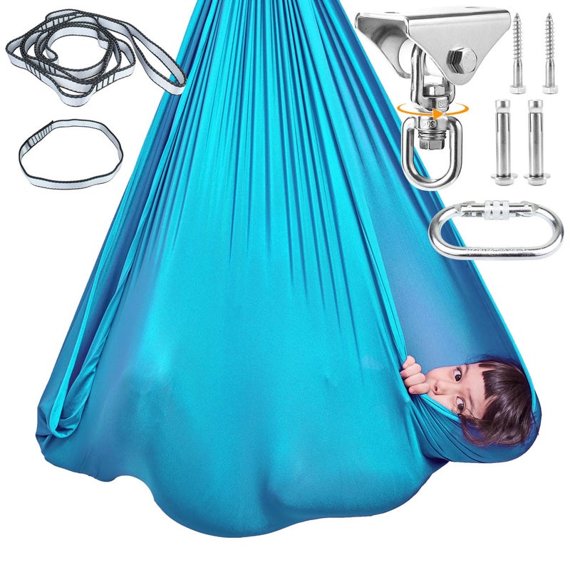 DOI IRON Sensory Swing for Kids with 360 Swivel Hook SaggyResistant DoubleLayer Fabric IndoorOutdoor Cocoon Therapy Swing for Autism Yoga  Play