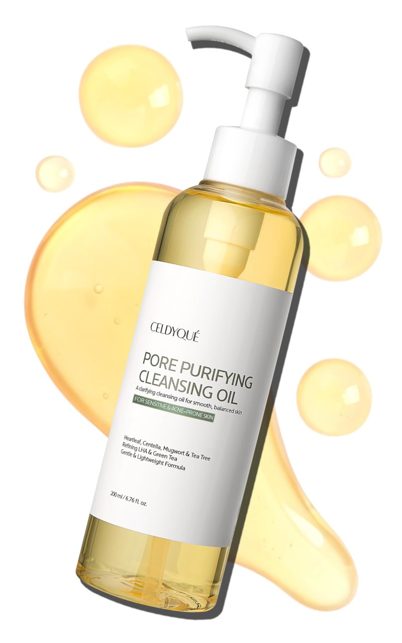 CELDYQUE Pore Purifying Cleansing Oil â€“ Korean Face Wash with Centella, Tea Tree, Green Tea & LHA â€“ Gentle Makeup Remover for Sensitive, Acne-Prone Skin, Deep Pore Cleanser, 6.76 fl oz - Image 1
