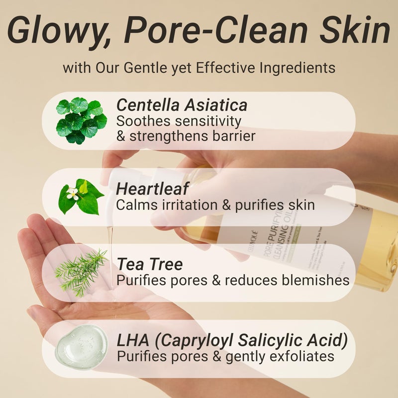 CELDYQUE Pore Purifying Cleansing Oil â€“ Korean Face Wash with Centella, Tea Tree, Green Tea & LHA â€“ Gentle Makeup Remover for Sensitive, Acne-Prone Skin, Deep Pore Cleanser, 6.76 fl oz - Image 4