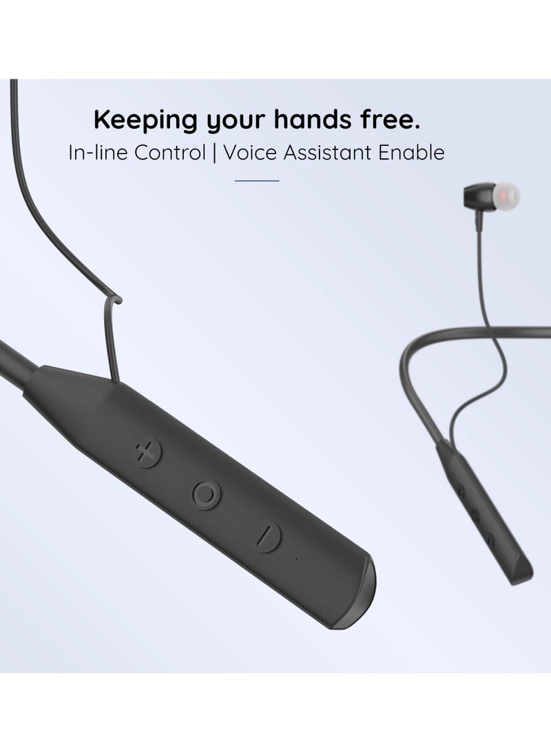 Pebble Wireless Neckband Headphones Flex Buzz True bass Sound with Microphone and Voice Assistant Noise Cancellation Bluetooth 5.0 and Water Resistant Black  - Image 5