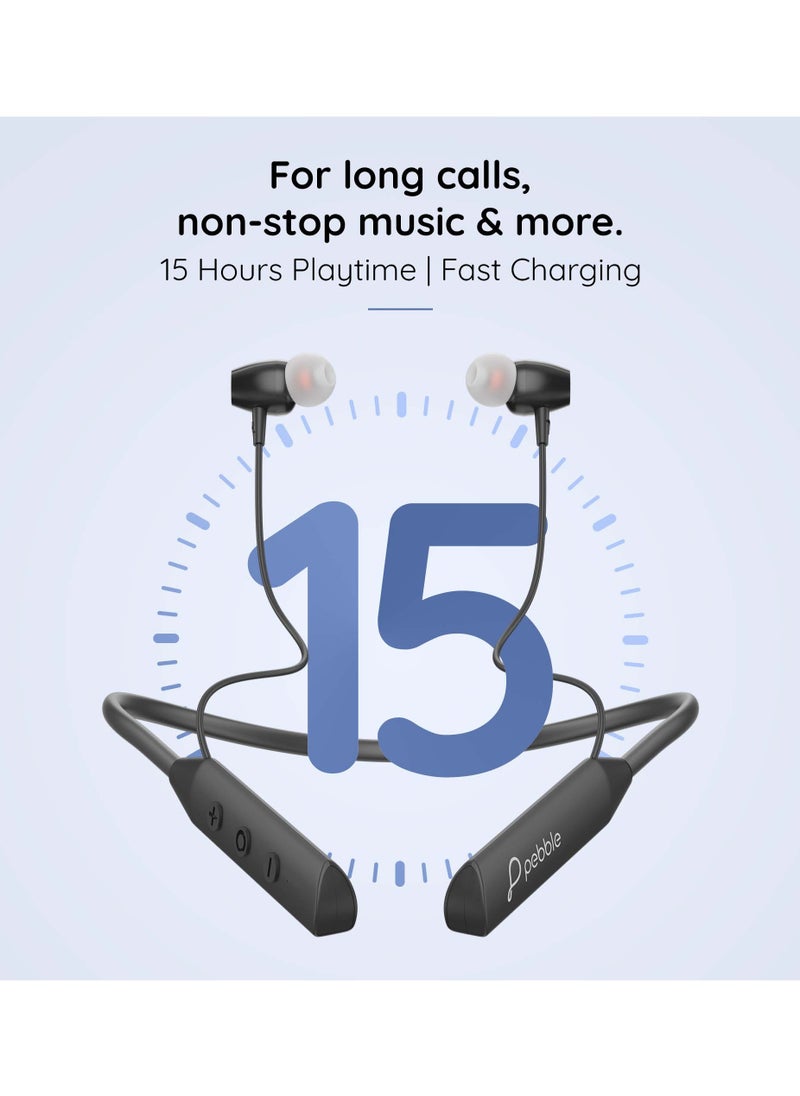 Pebble Wireless Neckband Headphones Flex Buzz True bass Sound with Microphone and Voice Assistant Noise Cancellation Bluetooth 5.0 and Water Resistant Black  - Image 2