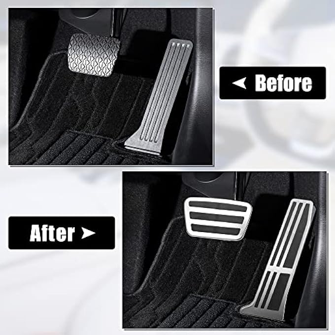 rayihni 2 Pcs Brake Foot Pedals Pad Foot Pedal Cover NonSlip No Drill Metal Accelerator Pedal Covers For Toyota Rav4 Camry For Lexus Silver Tone - Image 4