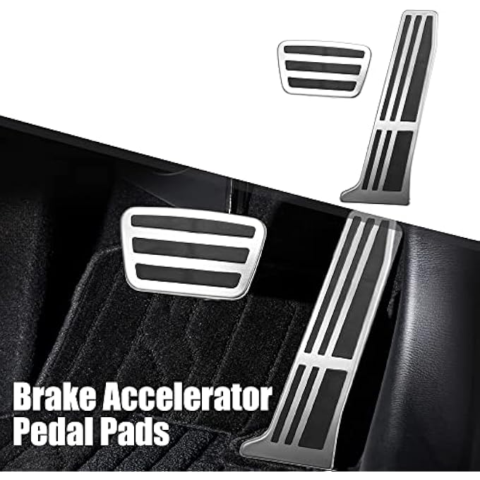 rayihni 2 Pcs Brake Foot Pedals Pad Foot Pedal Cover NonSlip No Drill Metal Accelerator Pedal Covers For Toyota Rav4 Camry For Lexus Silver Tone - Image 3