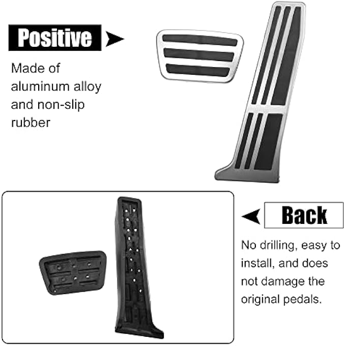 rayihni 2 Pcs Brake Foot Pedals Pad Foot Pedal Cover NonSlip No Drill Metal Accelerator Pedal Covers For Toyota Rav4 Camry For Lexus Silver Tone - Image 5