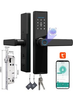 VINSOC Smart Door Lock, Fingerprint Lock with Saudi standard Mortise 4585, Keyless Entry Door Lock with Handle, Code Door Lock with Keypad, Bluetooth Door Lock with Tuya APP Control  - Image 1