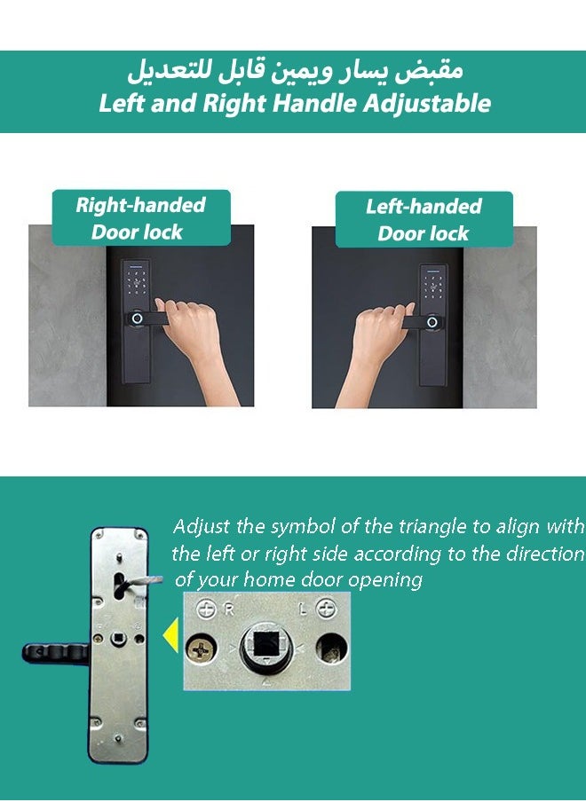 VINSOC - Smart Door Lock, Fingerprint Lock with Saudi standard Mortise 4585, Keyless Entry Door Lock with Handle, Code Door Lock with Keypad, Bluetooth Door Lock with Tuya APP Control - Image 1
