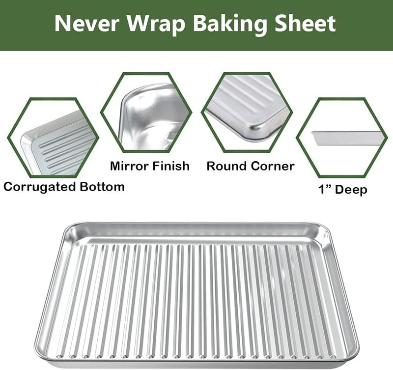 ROTTAY Baking Sheet with Rack Set (2 Pans + 2 Racks), Stainless Steel Cookie Sheet with Cooling Rack, Nonstick Baking Pan, Warp Resistant & Heavy Duty & Rust Free, Size 16 x 12 x 1 Inches - Image 5