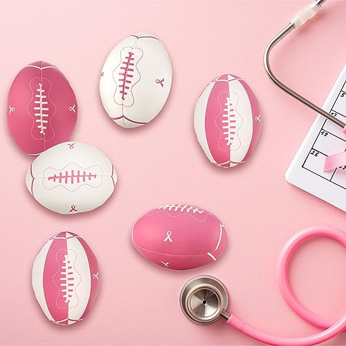 Liliful 24 Pcs Breast Cancer Awareness Footballs Pink Ribbon Stress Balls for Breast Awareness Gifts Football Party Favors Stress Relief Supplies for Women Men - Image 5