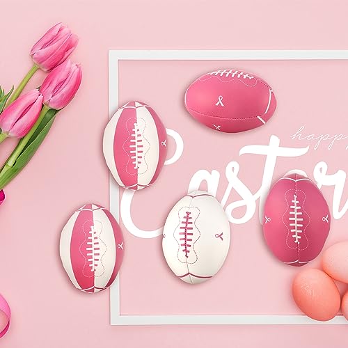 Liliful 24 Pcs Breast Cancer Awareness Footballs Pink Ribbon Stress Balls for Breast Awareness Gifts Football Party Favors Stress Relief Supplies for Women Men - Image 4