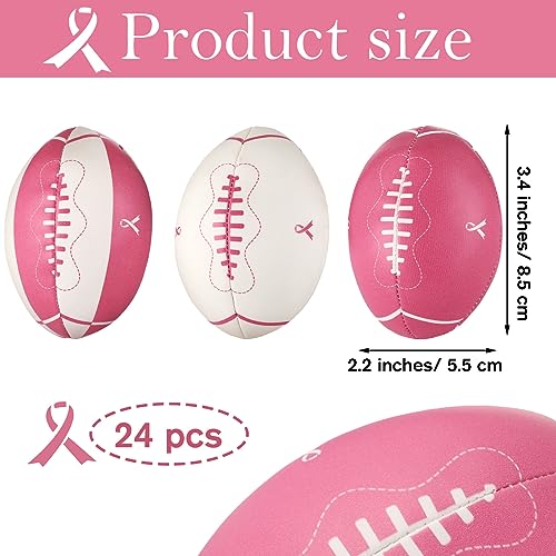 Liliful 24 Pcs Breast Cancer Awareness Footballs Pink Ribbon Stress Balls for Breast Awareness Gifts Football Party Favors Stress Relief Supplies for Women Men - Image 2