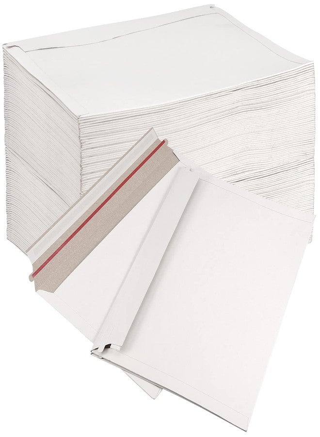 SINJEUN 100 Pack 9x 12 Inch Stay Flat Mailers, 250 gsm Self Seal White Cardboard Envelopes, Stay Flat Envelopes for Files, Photos, Pictures, Papers - Image 1