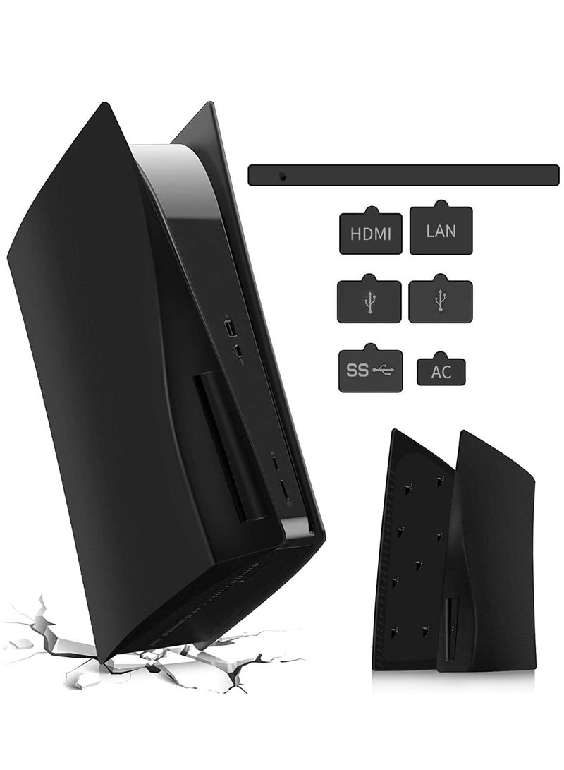 KASTWAVE PS5 Plates, Hard Shockproof PS5 Faceplates Compatible with PS5 Console, ABS Anti-Scratch Dustproof Cover Replacement Shell Plates Compatible with PS5 Console Disc Edition-Black - Image 1