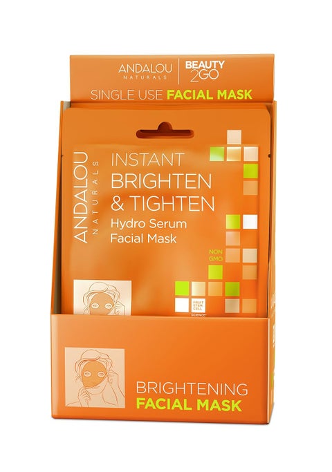Andalou Naturals Instant Brighten and Tighten Hydro Serum Facial Mask Single Face Mask 06 Ounce Pack of 6
