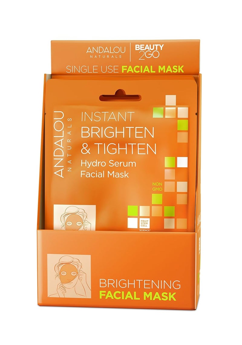 Andalou Naturals Instant Brighten and Tighten Hydro Serum Facial Mask Single Face Mask 06 Ounce Pack of 6