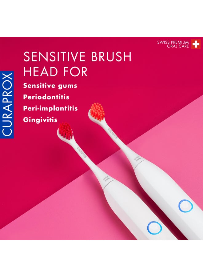 CURAPROX Hydrosonic Sensitive Brush Heads, Duo-Pack – New Ultra-Gentle Replacement Heads for Sonic Toothbrush, Megenta/Orange - Image 2