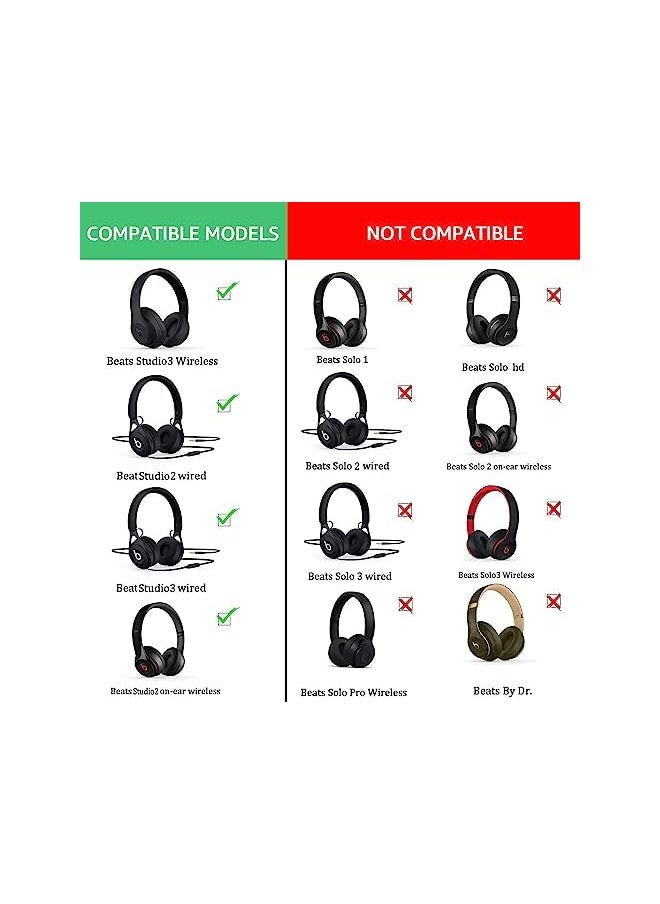 erorex - Replacement Earpads For Beats Headphones Studio 3 2 Wireless Wired Premium Protein Leather Noise Isolation Memory Foam With Crowbar Accessory Studio 2 3 Wired Wireless Black - Image 1